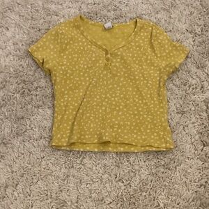Old Navy Yellow Floral Short Sleeve Tee